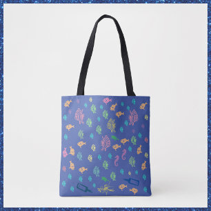 Bolsa Tote Tema da Vida Marinha do Oceano Azul