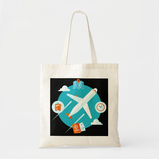 Bolsa Tote Tema de avião design fofo (Frente)