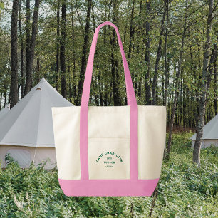 Bolsa Tote Tema de Camp de Crest Verde - Trilha Rosa da Bache