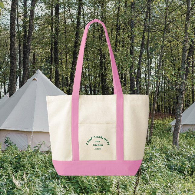Bolsa Tote Tema de Camp de Crest Verde - Trilha Rosa da Bache (Criador carregado)