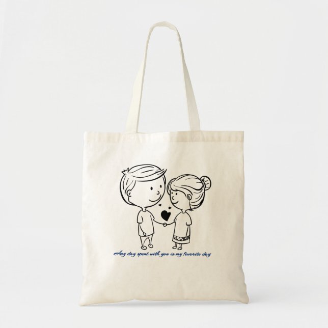 Bolsa Tote Tema de casal do dia dos namorados Design (Frente)