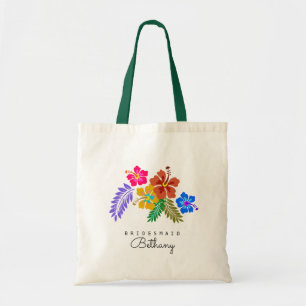 Bolsa Tote Tema de Casamento Havaiano Hibiscus Bridesmaid