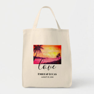 Bolsa Tote Tema de Casamento Praia Tropical Cores Solares