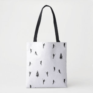Bolsa Tote Tema de esqui preto e branco moderno