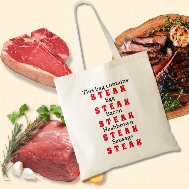 Bolsa Tote Tema de Foodie em Destaque do Steak (Criador carregado)
