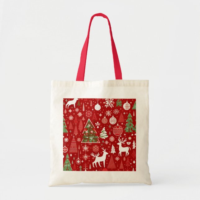 Bolsa Tote Tema de Natal Floco de neve (Frente)