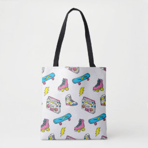 Bolsa Tote Tema de vintage com skate de rádio de tênis
