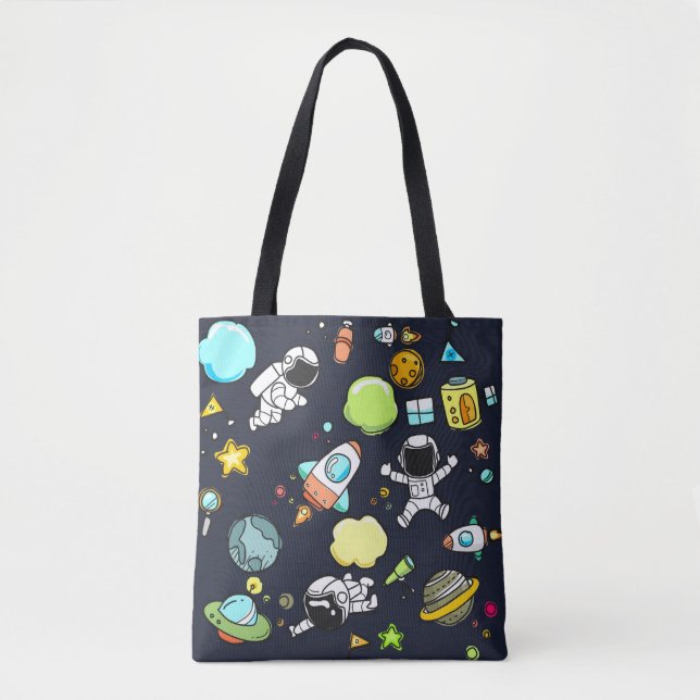 Bolsa Tote Tema legal do Espaço Exterior - Astronautas e Navi (Frente)