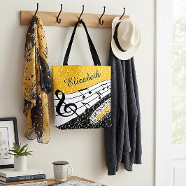 Bolsa Tote Tema musical de ouro personalizado