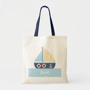 Bolsa Tote Tema náutico elegante do barco de vela para