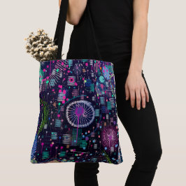 Bolsa Tote Tempestade de Neve Cósmica: Arte Abstrata Maximali