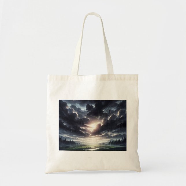 Bolsa Tote Tempestade Sunset Chuva Sobre Serene Valley (Frente)