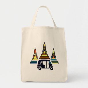 Bolsa Tote Templos Tailandeses E Tuk Tuks