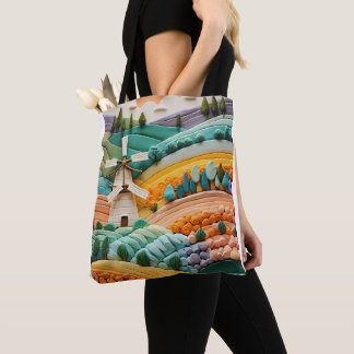 Bolsa Tote Tempo de beleza para sol, nuvens, árvores e flores