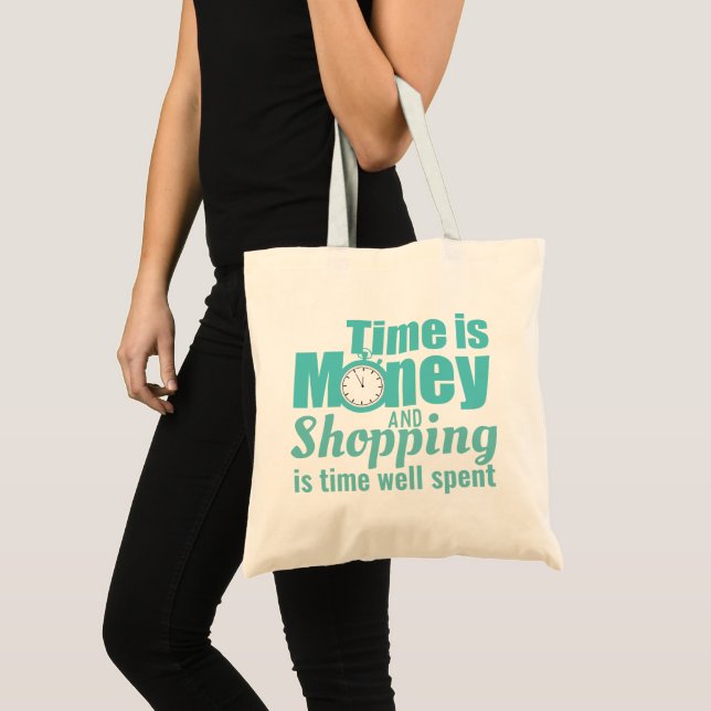 Bolsa Tote Tempo é Slogan de Compra de Dinheiro da Tendência (Frente (produto))
