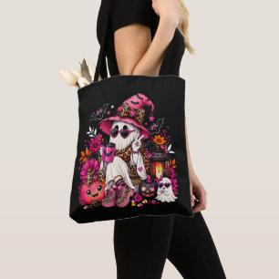 Bolsa Tote Temporada Assustadora Fantasma Fofo em Chapéu de B