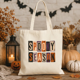 Bolsa Tote Temporada Assustadora Letras em Bloco Vintage