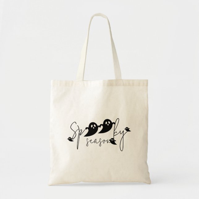 Bolsa Tote Temporada Assustadora Preto Fantasmas Voadores Hal (Frente)