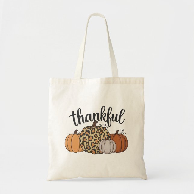 Bolsa Tote Temporada de Abóbora Leopardo Dia de Ação de Graça (Frente)