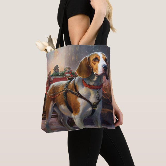 Bolsa Tote Temporada Festiva de Natal do Beagle (Close Up)