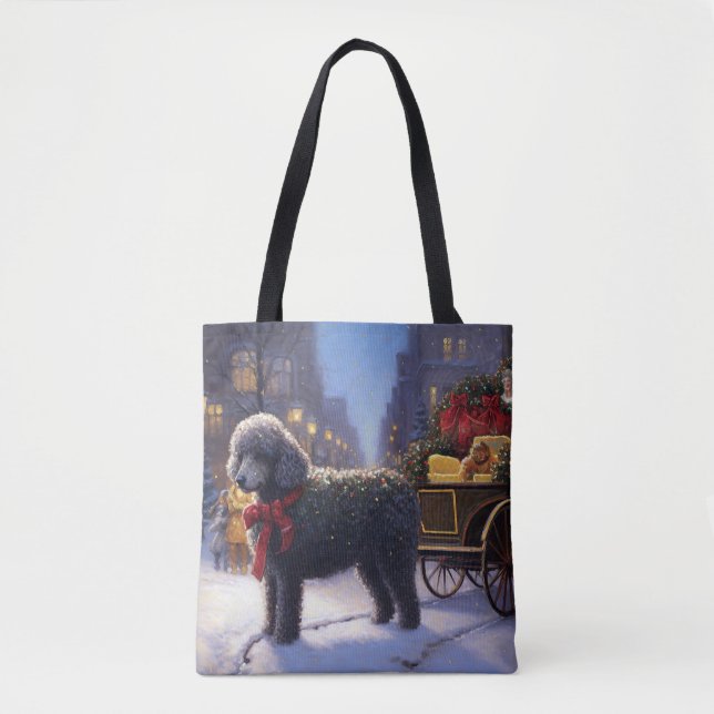 Bolsa Tote Temporada Festiva de Natal do Poodle (Frente)