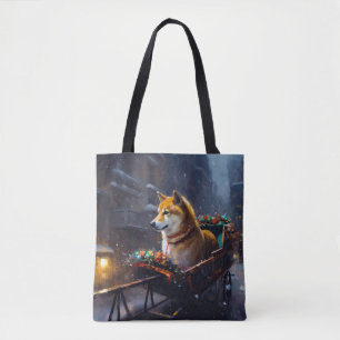 Bolsa Tote Temporada Festiva de Natal do Shiba Inu