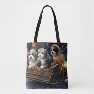 Bolsa Tote Temporada Festiva de Natal Havanês