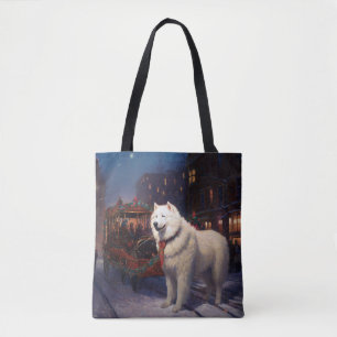 Bolsa Tote Temporada Festiva de Natal Samoyed