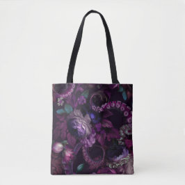 Bolsa Tote Tenda Gótica Rosa Escuro Com Flores 