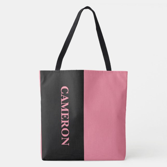 Bolsa Tote Tendência 2 cores | Nome | Rosa Preto e Salmão (Frente)