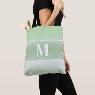 Bolsa Tote Tendência do Monograma - Na moda Verde Inicial