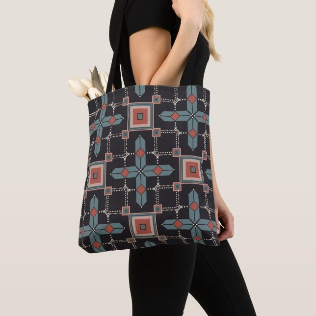 Bolsa Tote Tendência Geométrica de Vintagem de Padrão (Close Up)
