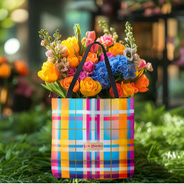 Bolsa Tote Tendência Impressionante Xadrez Multicolorido Verã