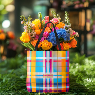 Bolsa Tote Tendência Impressionante Xadrez Multicolorido Verã