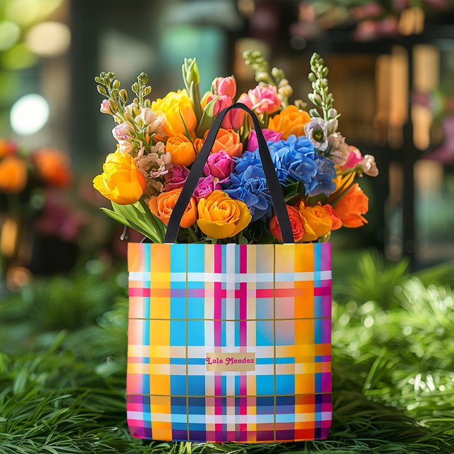 Bolsa Tote Tendência Impressionante Xadrez Multicolorido Verã (Beautiful Summer/Spring Wexford Tote Bag)