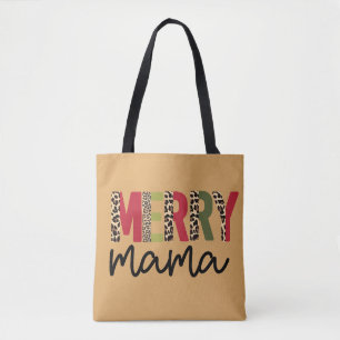 Bolsa Tote Tendência Natal Colour Block Leopard Feliz Mama
