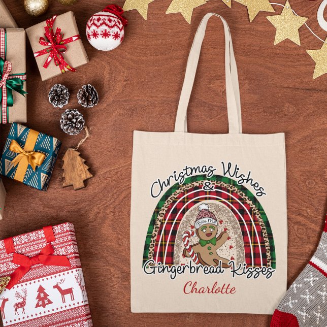 Bolsa Tote Tendência Personalizada de Natal Deseja Beijos Gin (Criador carregado)