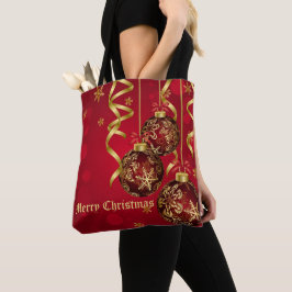 Bolsa Tote Tendência Vermelho Festivo e Enfeites de natal Our
