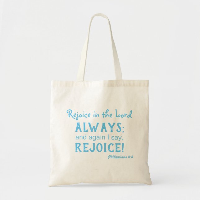 Bolsa Tote Tendy Scripture Rejoice no Senhor (Frente)