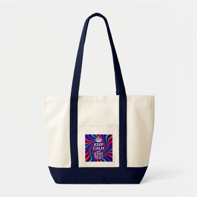 Bolsa Tote Tenha calma dizendo em espiral multicolorido (Frente)