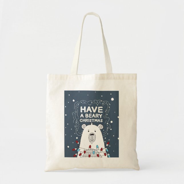 Bolsa Tote Tenham uma ilustração da arte do urso polar de Nat (Frente)