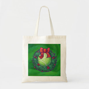 Bolsa Tote Tênis Ball Christmas Wreath on Green