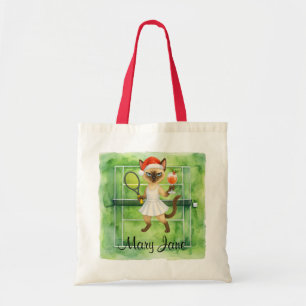 Bolsa Tote Tenis com tema de Natal para jogador que ama gato