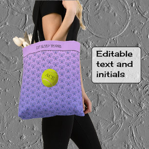 Bolsa Tote Tênis de texto personalizado cor-de-rosa azul