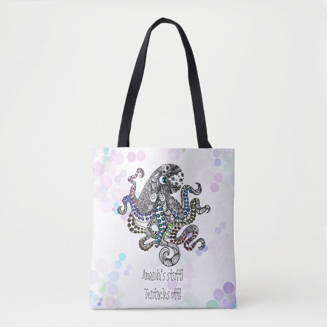 Bolsa Tote Tentáculos personalizados fora do polvo de rabisco (Frente)
