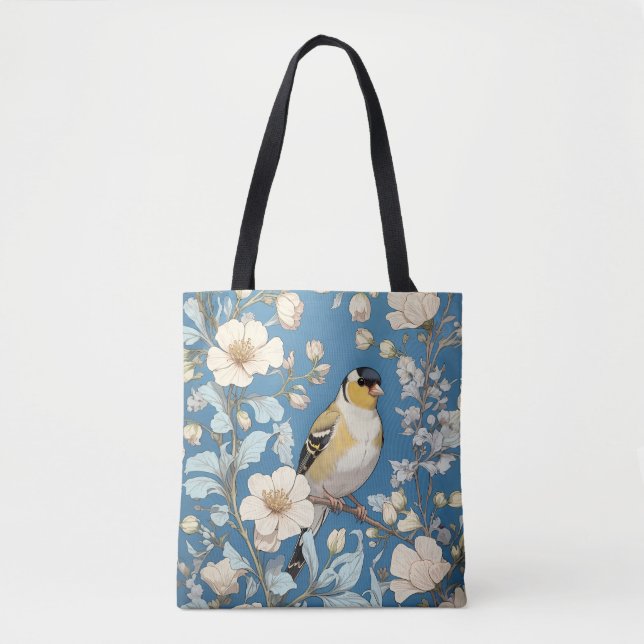 Bolsa Tote Tentilhão Americano Inspirado em William Morris (Frente)