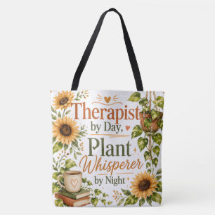 Bolsa Tote Terapeuta sussurrador de plantas, girassóis