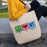 Bolsa Tote Terapia Ocupacional de Paz e Amor<br><div class="desc">Um sinal de paz,  coração,  e as letras para fazer um presente de excelente para um terapeuta ocupacional.</div>