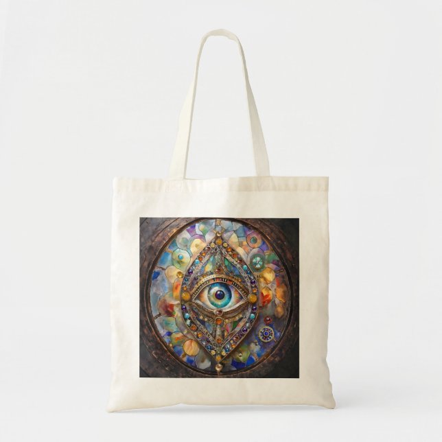 Bolsa Tote Terceiro Olho em Vidro Colorido e Bronze (Frente)