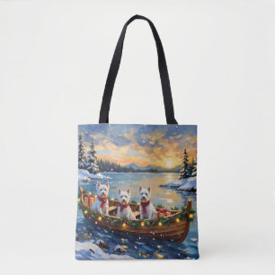 Bolsa Tote Término do Natal do West Highland White Terrier no